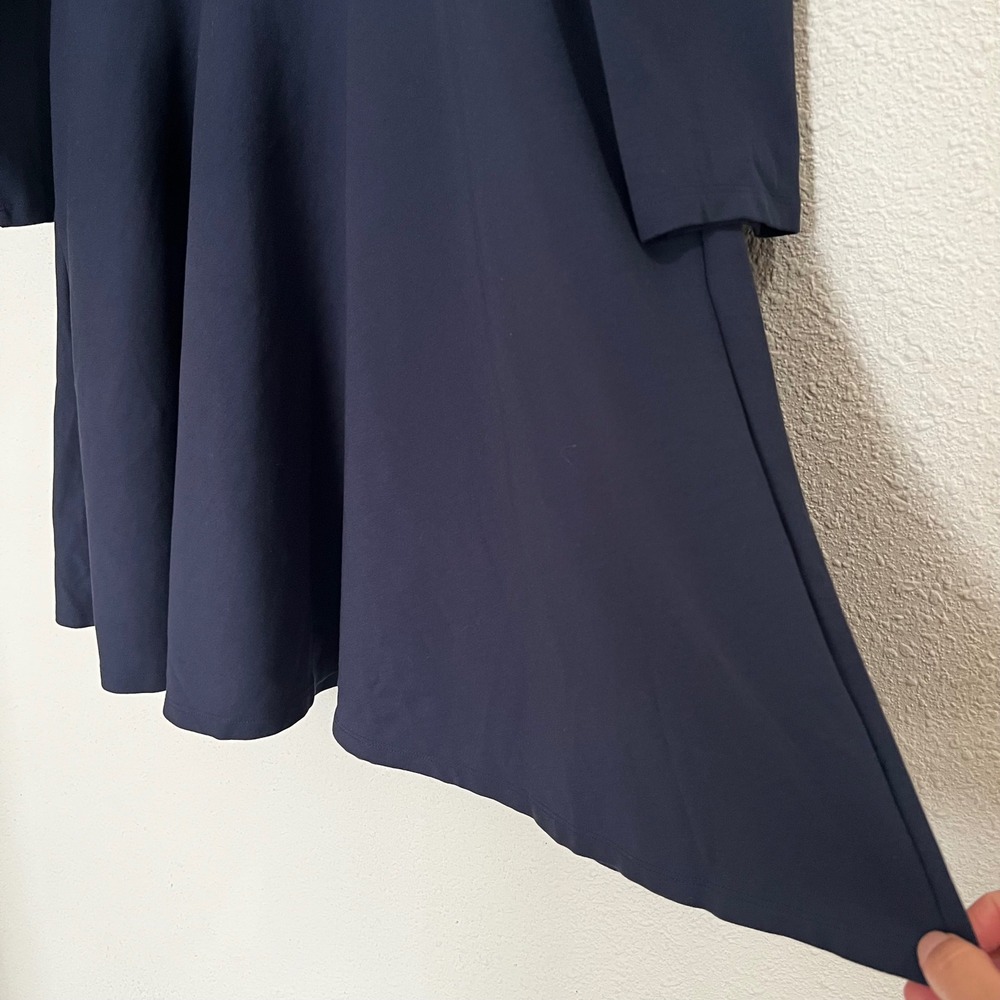 Cuyana Drop Waist Dress Medium MD Navy Blue Heavyweight Ponte Knit Fit Flare - Picture 6 of 11